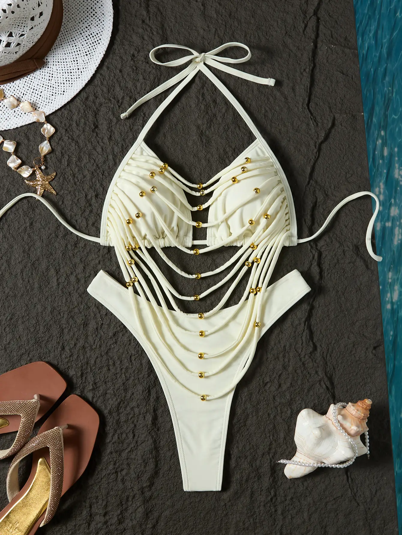 Solid-color Sexy Hollow-out Swimsuit Bikini