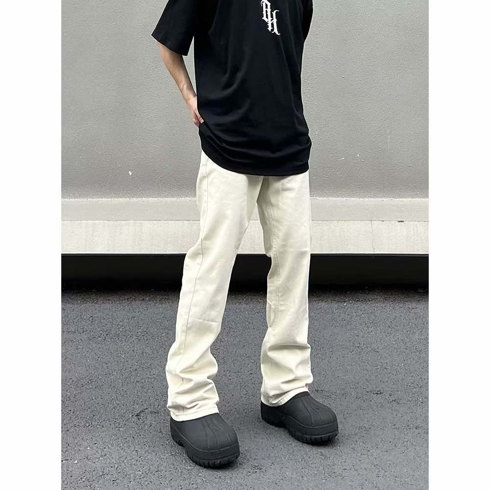 High Street Apricot Jeans Men's Straight Loose All-match Skinny Jeans