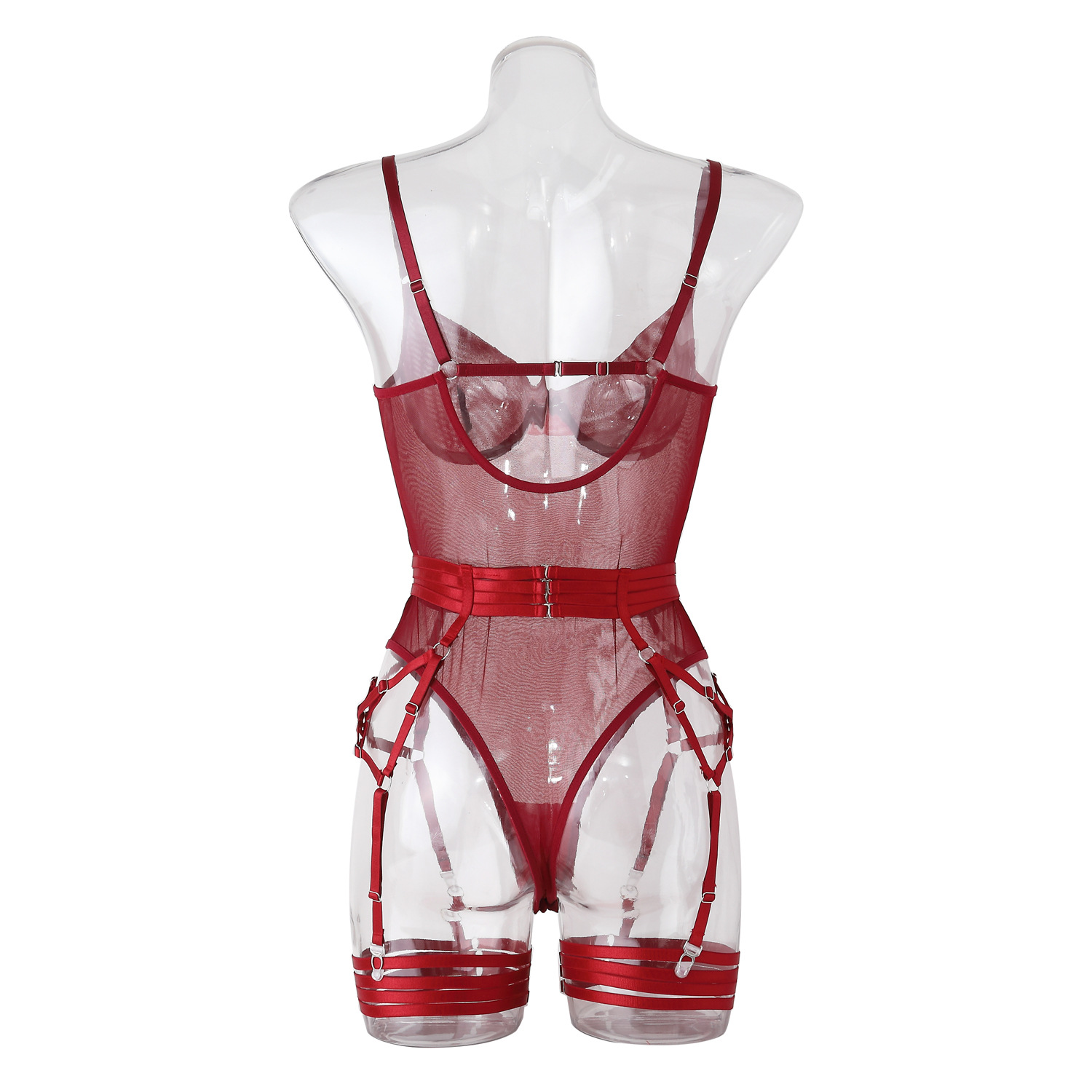 Title 23, Luvas de malha sexy Cinto liga Fivela Corsets m...