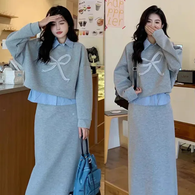Sweater High Waist Package Hip Skirt Two piece Set Suit M - Shop at LoveMi