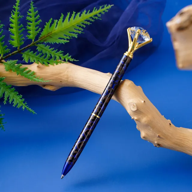 Leopard Diamond Ballpoint Pen Metal Dark Blue Leopard Print - Shop at LoveMi