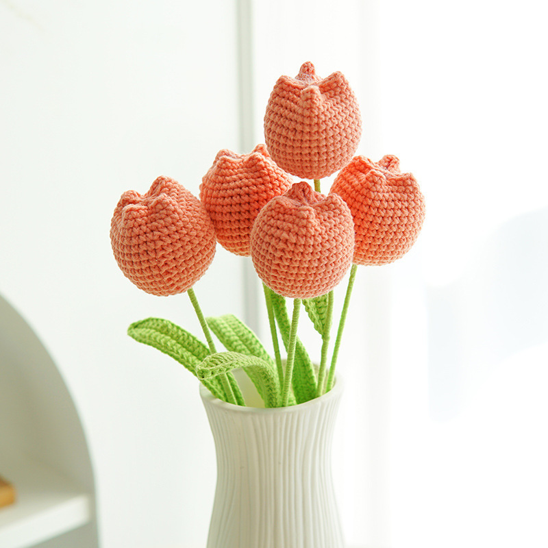 Hand-knitted Finished Yarn Bouquet Of Knitted Artificial Flowers 47