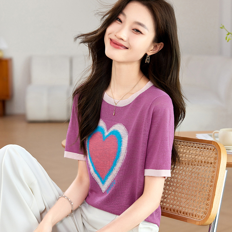 Fashion Love T-shirt Under Shirt Lightweight Breathable Short Top