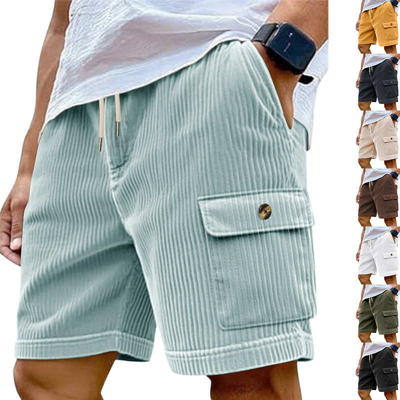 Mens Corduroy Multi-Pocket Shorts For Sports