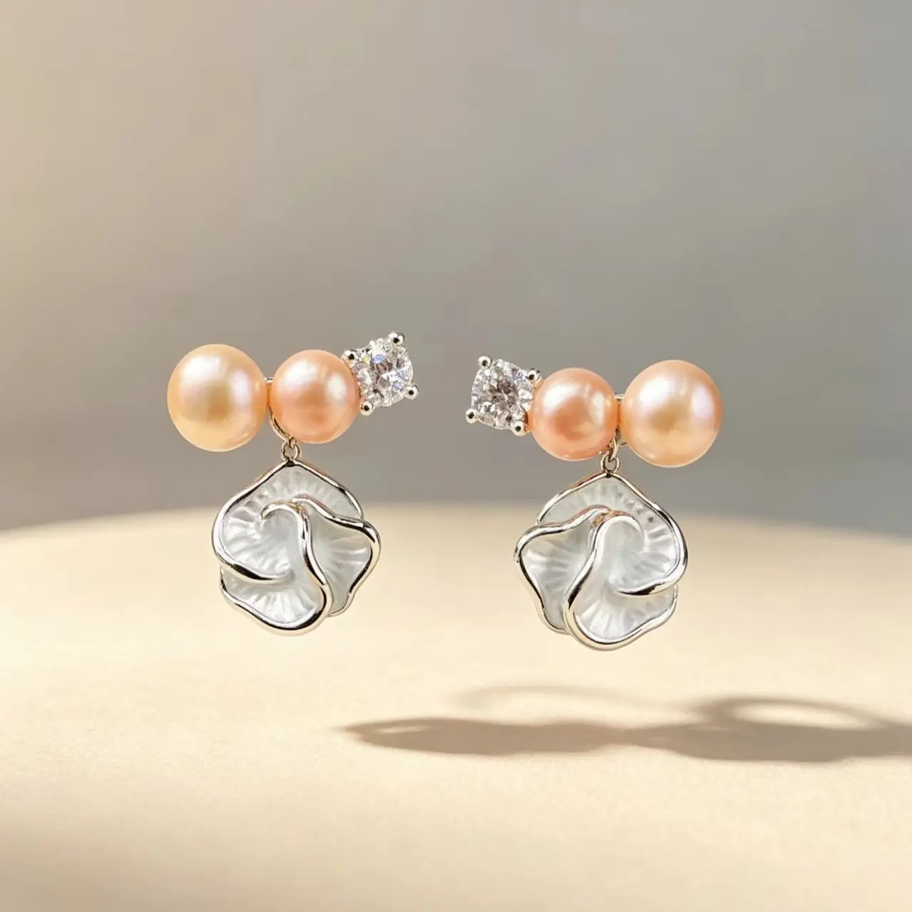 Elegant Pearl-drip-glaze Flower Earrings Adorned