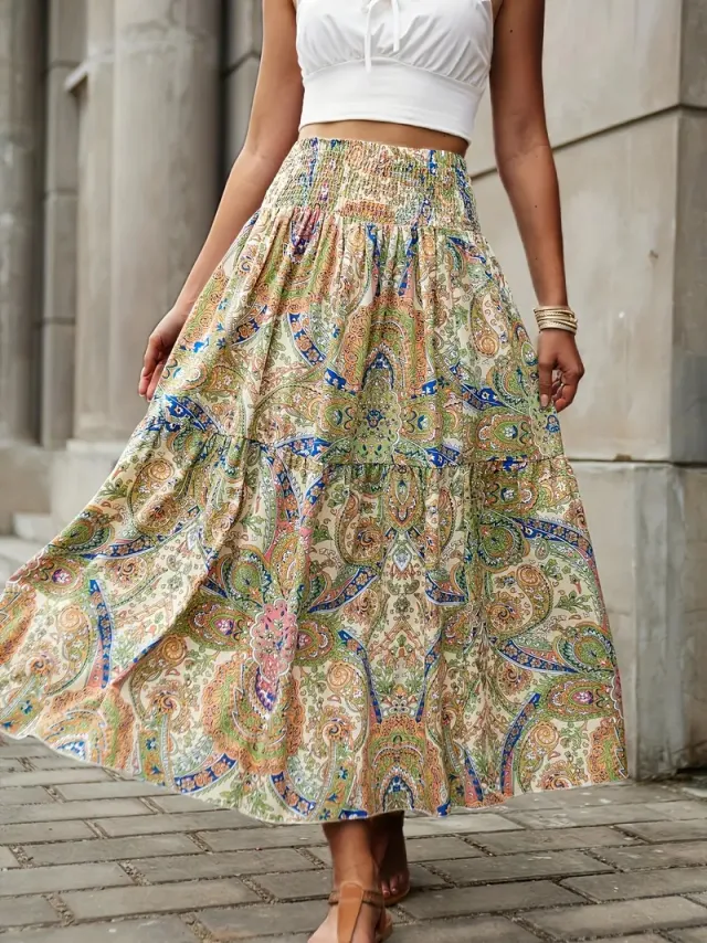 Summer Women's Comfort And Casual Beach Print Skirt 2Flower Color - Shop at LoveMi