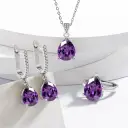 Ultra-shiny Water-drop Ring Necklace And Earrings For Women view 2