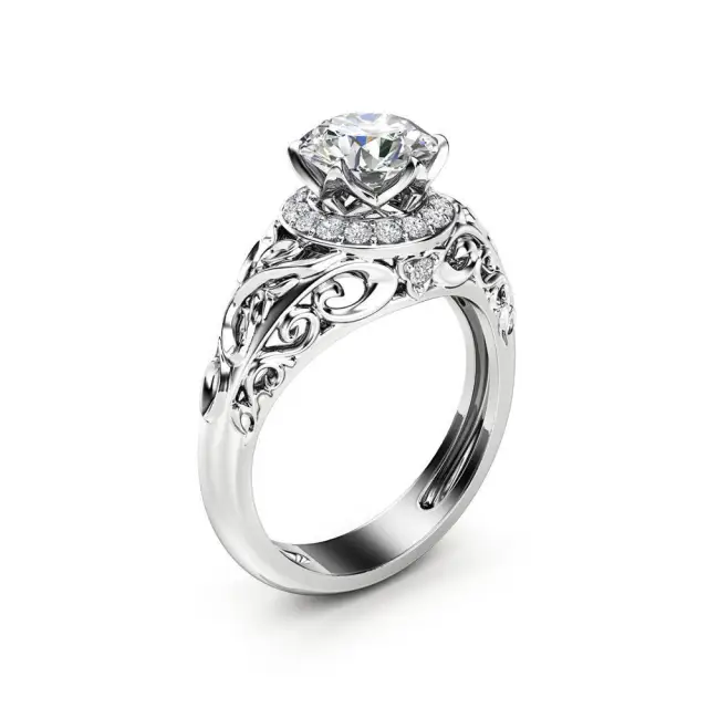 New Hollow Pattern Diamond studded Ring Aaa White Diamond - Shop at LoveMi