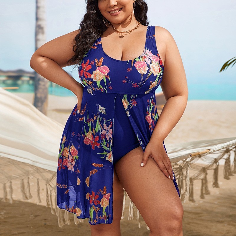 Plus-size Swimsuit Womens Modest One-piece With A Side Slit