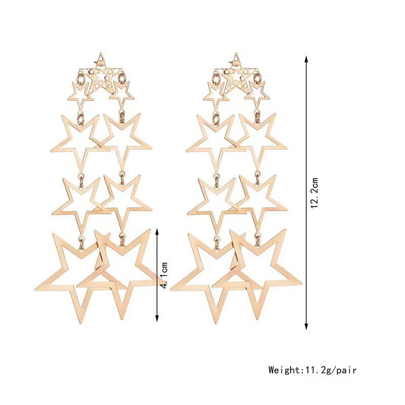 Retro Hollow Pentagram Stud Earrings For Women