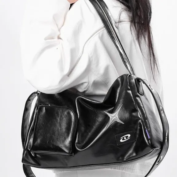 Crossbody Tote Prepuce Women's Large Capacity Commuter Bag Shoulder Black - Shop at LoveMi