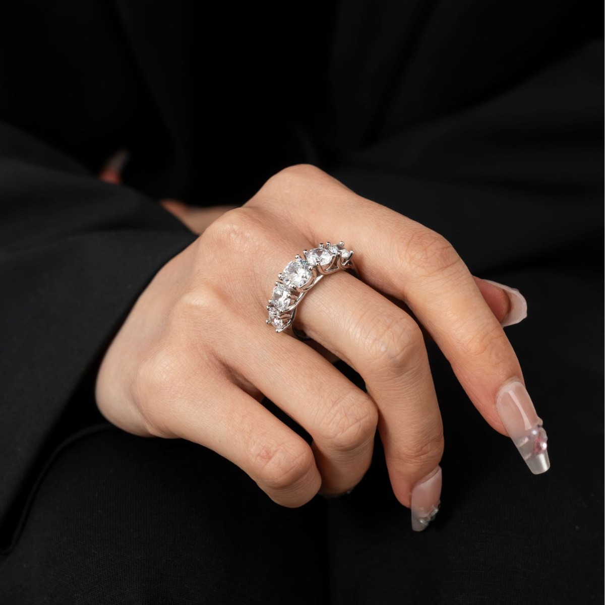 Light-luxury Moissanite Ring For Women Niche Design