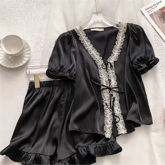 Women's Thin Ice Silk Silk Homewear Black - Shop at LoveMi