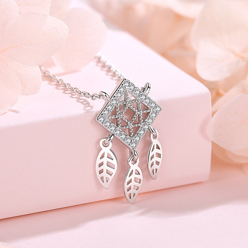 S925 Sterling Silver Tassel Short Dreamcatcher Necklace