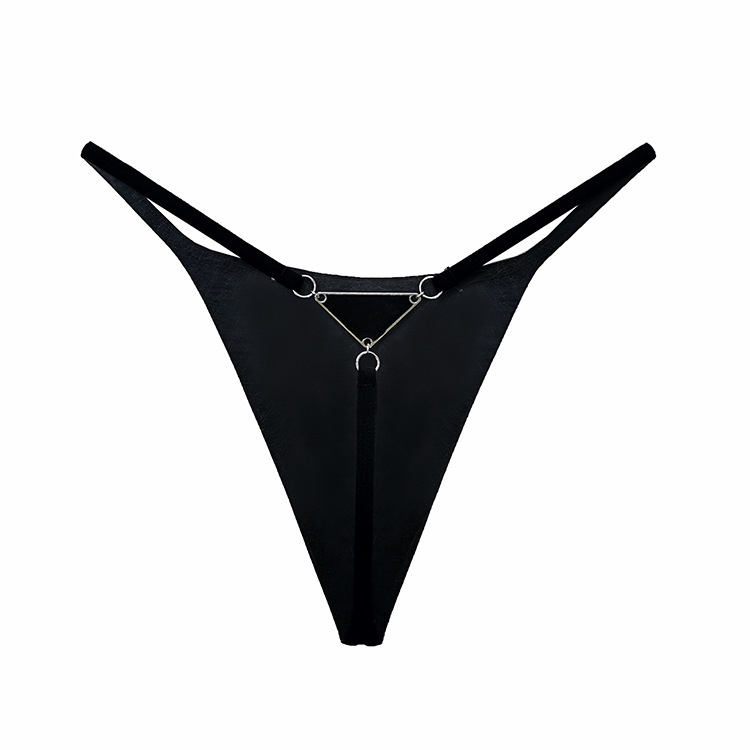 Trendy Metal Chain Transparent Lace T-shaped G String Thong Underwear - Picture 12 of 12