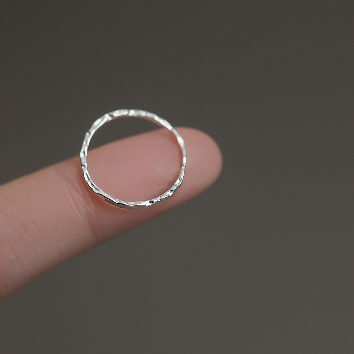 Slim Ring Minority Simple Irregular Hammered Opening Twin Bracelet