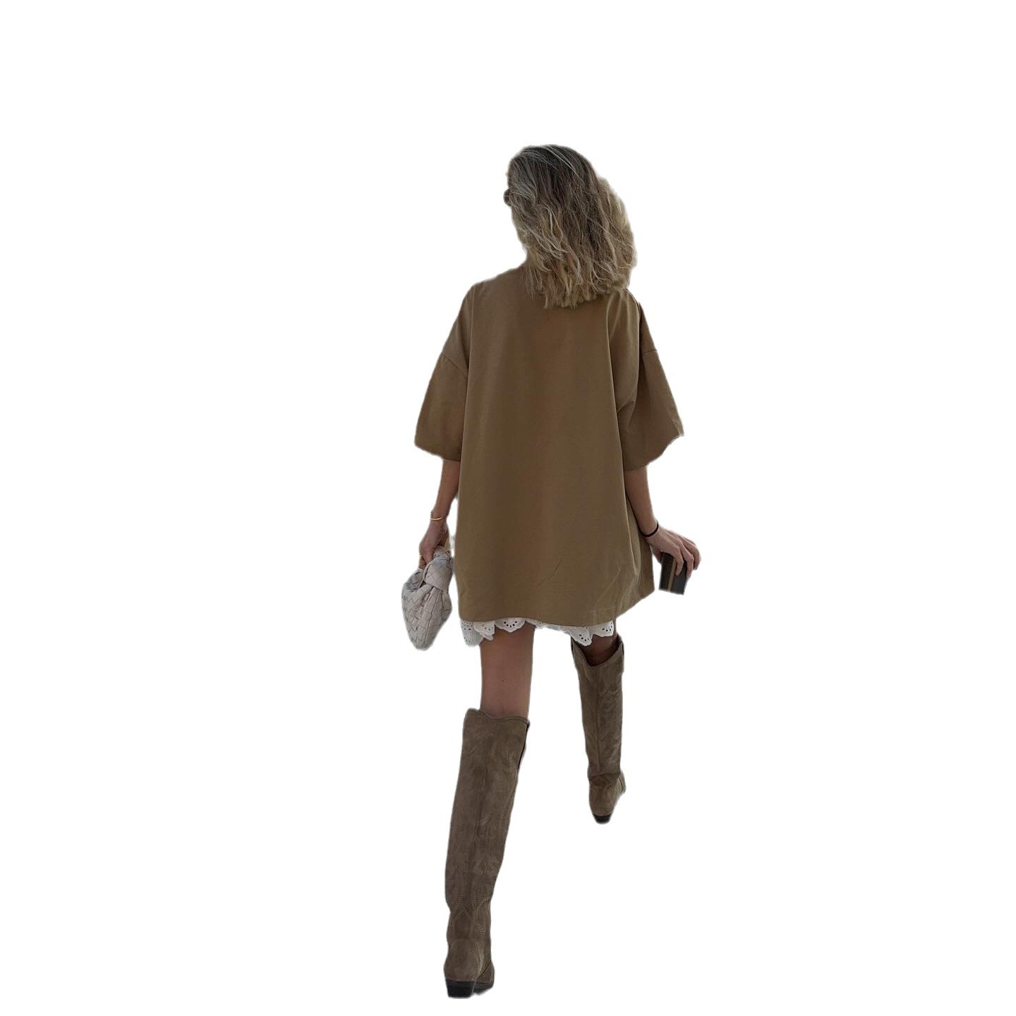 Women's Letter Printed T-shirt Loose Round Neck