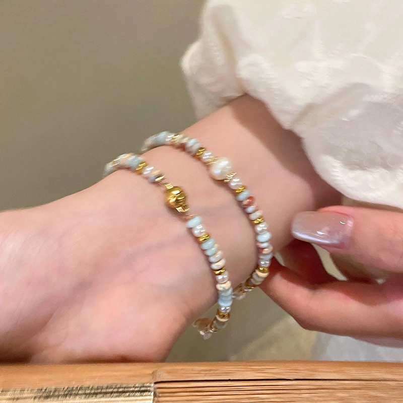 Natural Pearl Shoushan Stone Colorful Beaded Bracelet