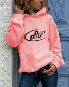 Animal Print Round Neck Hooded Sweater - Pink Hooded - View 1