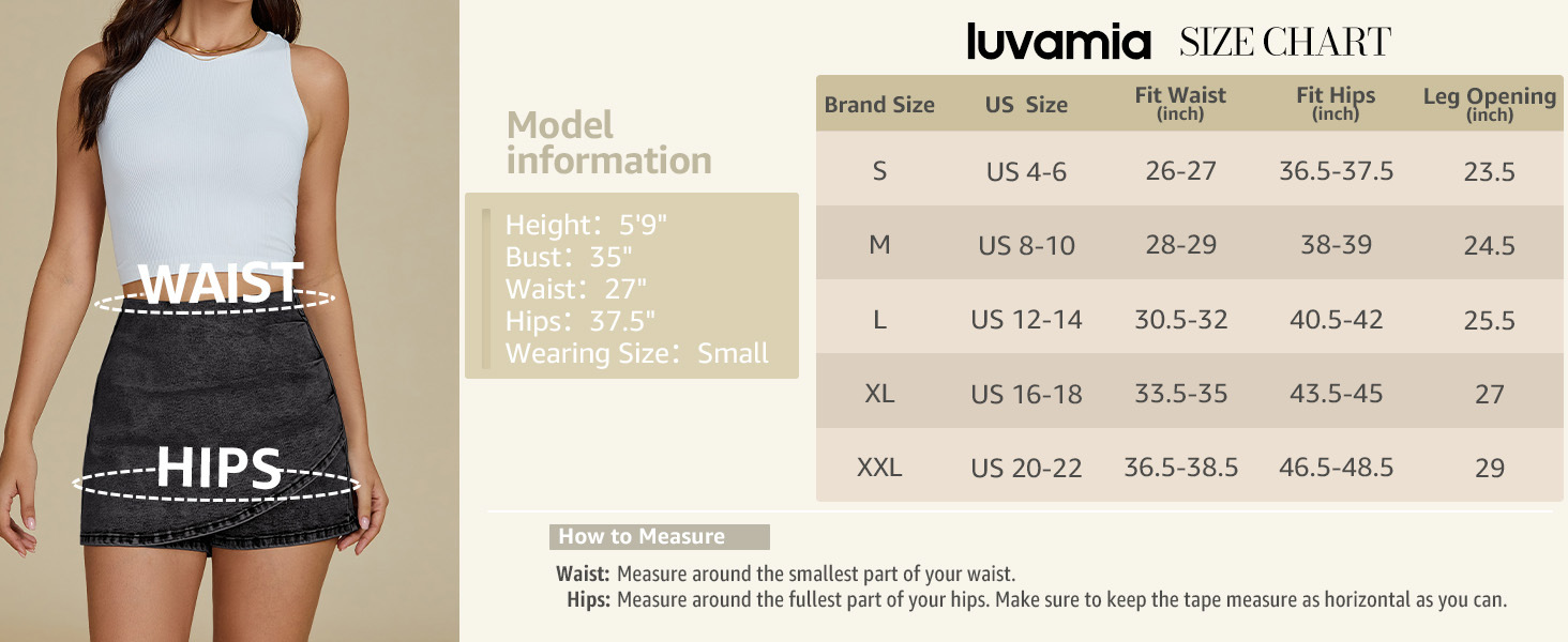 high waisted stretch denim shorts dark blue full body shot on woman running gently to show freedom of movement safety coverage and sophisticated culotte style with stretch cotton comfort for sports and commuting
