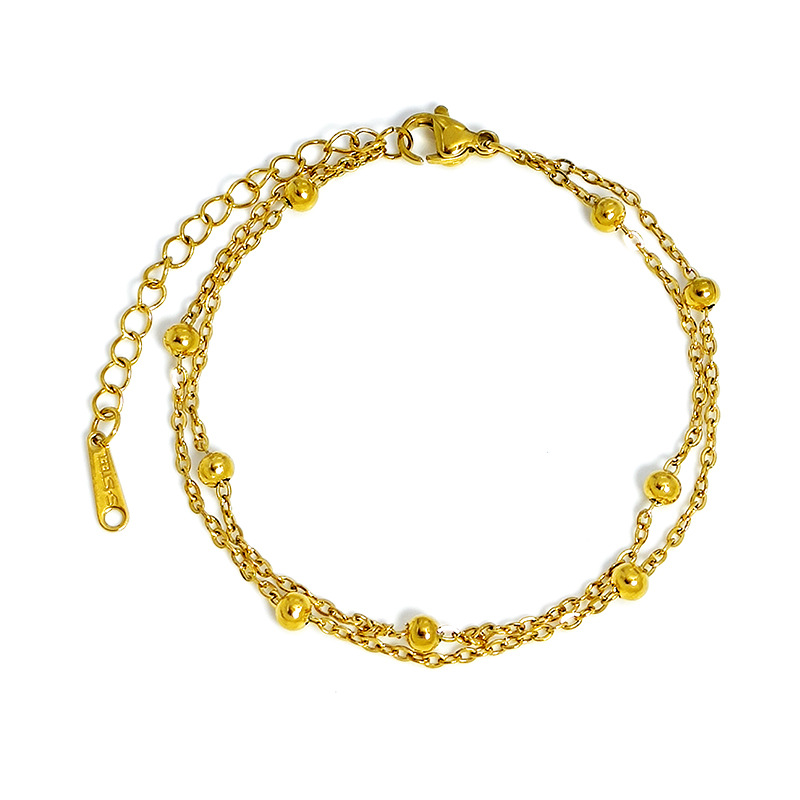 Gold Vintage Double-layer Bracelet For Women Titanium Steel Ornament