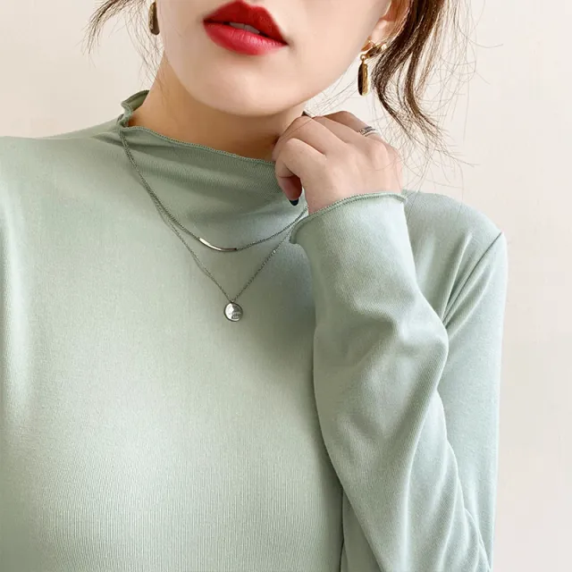 Women's Viscose Fiber Half Turtleneck Bottoming Shirt Green - Shop at LoveMi
