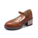 British-style Retro Artistic Chic Chunky-heeled Low-cut Womens Shoes view 3