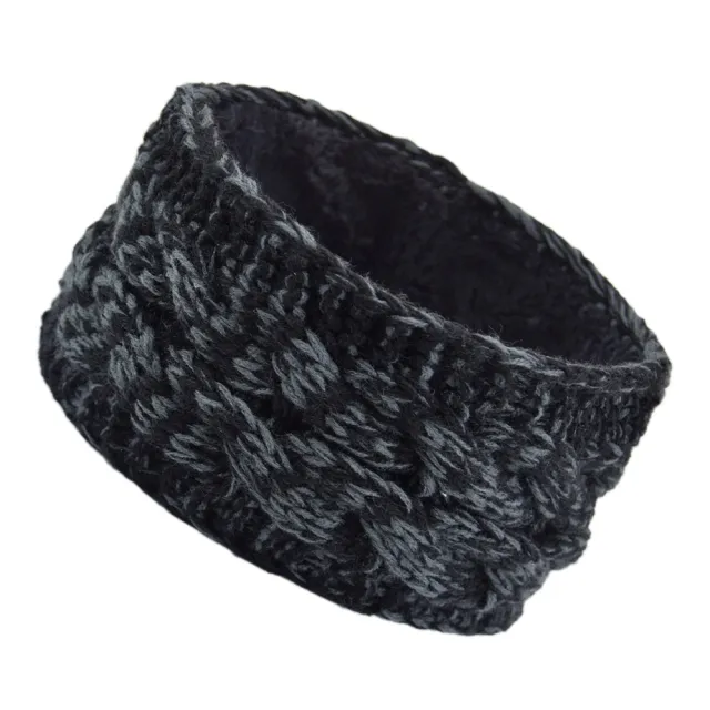 European And American Plus Velvet Knitted Hair Band Wool Color Dot Yarn Headband Variegated Warm Hair Accessories 19 Black And Dark Gray - Shop at LoveMi