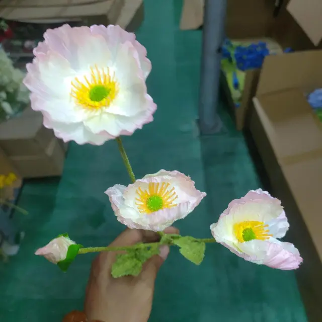 Creative Colorful Silk Fabric Artificial Flowers 3 Flowers And 1 Bud Light Pink - Shop at LoveMi