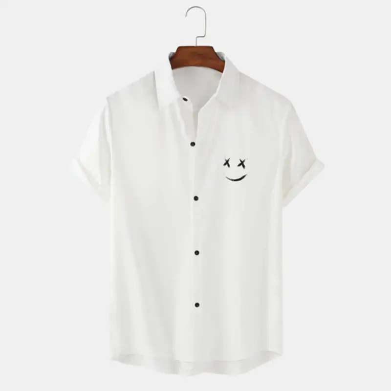 Hong Kong Style Men's Shirt Summer New Fashion Personalized Printing