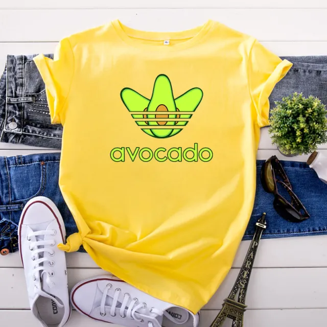Creative Funny Avocado Casual Short sleeved Women's T shirt Yellow - Shop at LoveMi