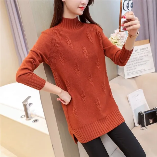 Women's Sweater Mid length Loose Korean style Thick Bottoming Shirt Caramel Color - Shop at LoveMi