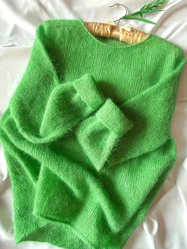 Front Line Ready made Garments Loose And Lazy Style Knitwear Round Neck Sweater Green - Shop at LoveMi