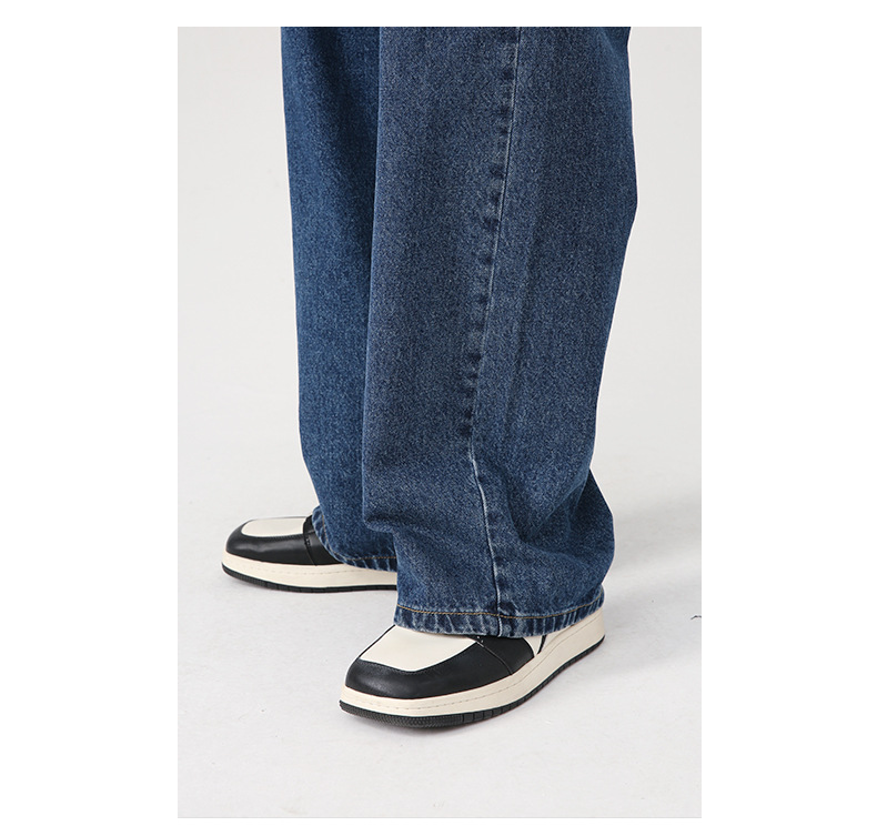 Korean Style Loose Elastic Waist Straight Casual Jeans Men