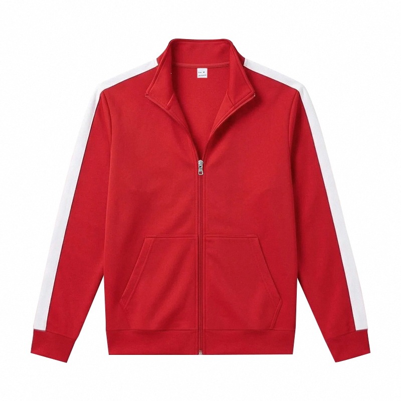 Mens Relaxed-fit Sporty Minimalist Zip-up Stand-collar Jacket