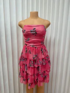 Tulle Printed Strapless Low-cut Sexy Backless Cake Dress - View 1