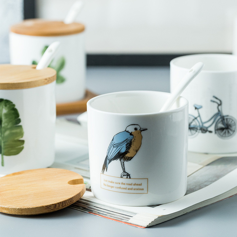 Household Kitchen Ceramic Condiment Jar Set 4