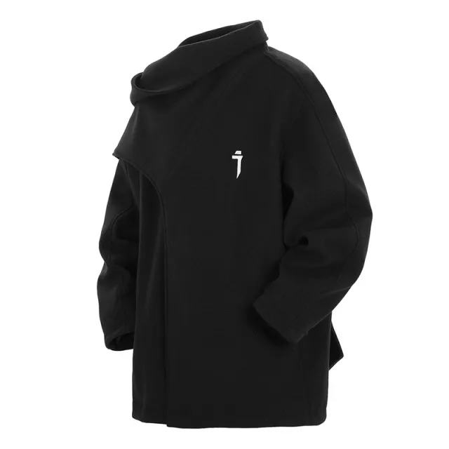 Trendy One shoulder Scarf Men's And Women's Loose Leisure Short Coat Black - Shop at LoveMi