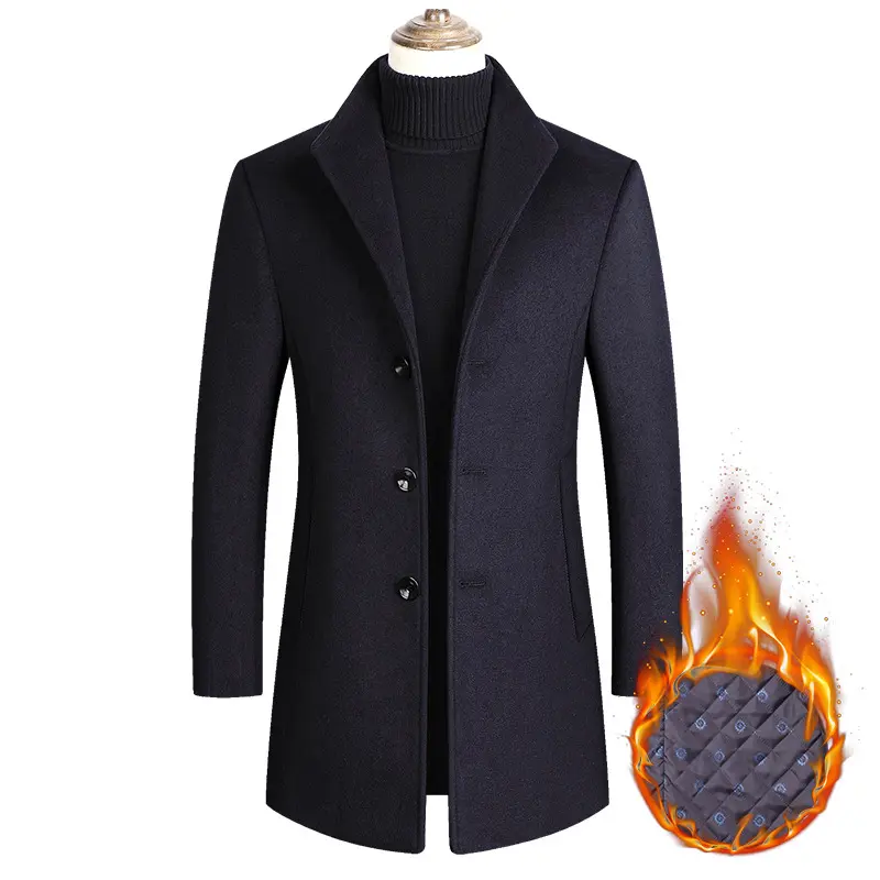 Middle-aged Men's Coat Stand-up Collar Woolen