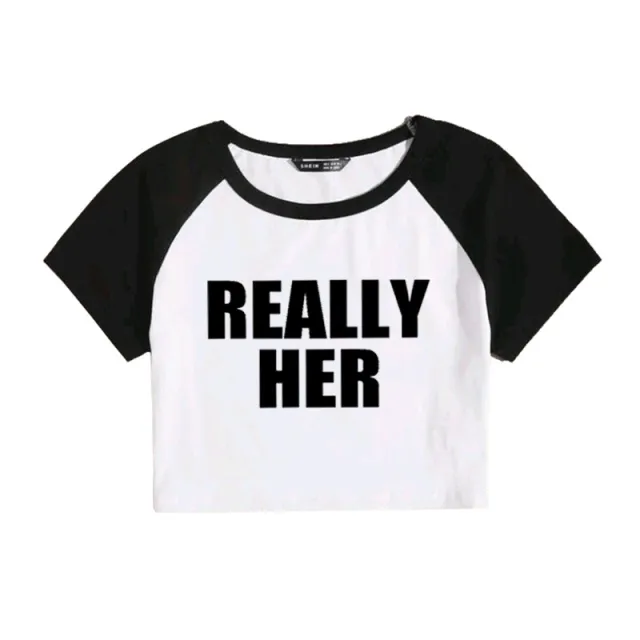 Fashion Letter Pattern Printed Short Top Navel T shirt 40638Wt01Bhei - Shop at LoveMi