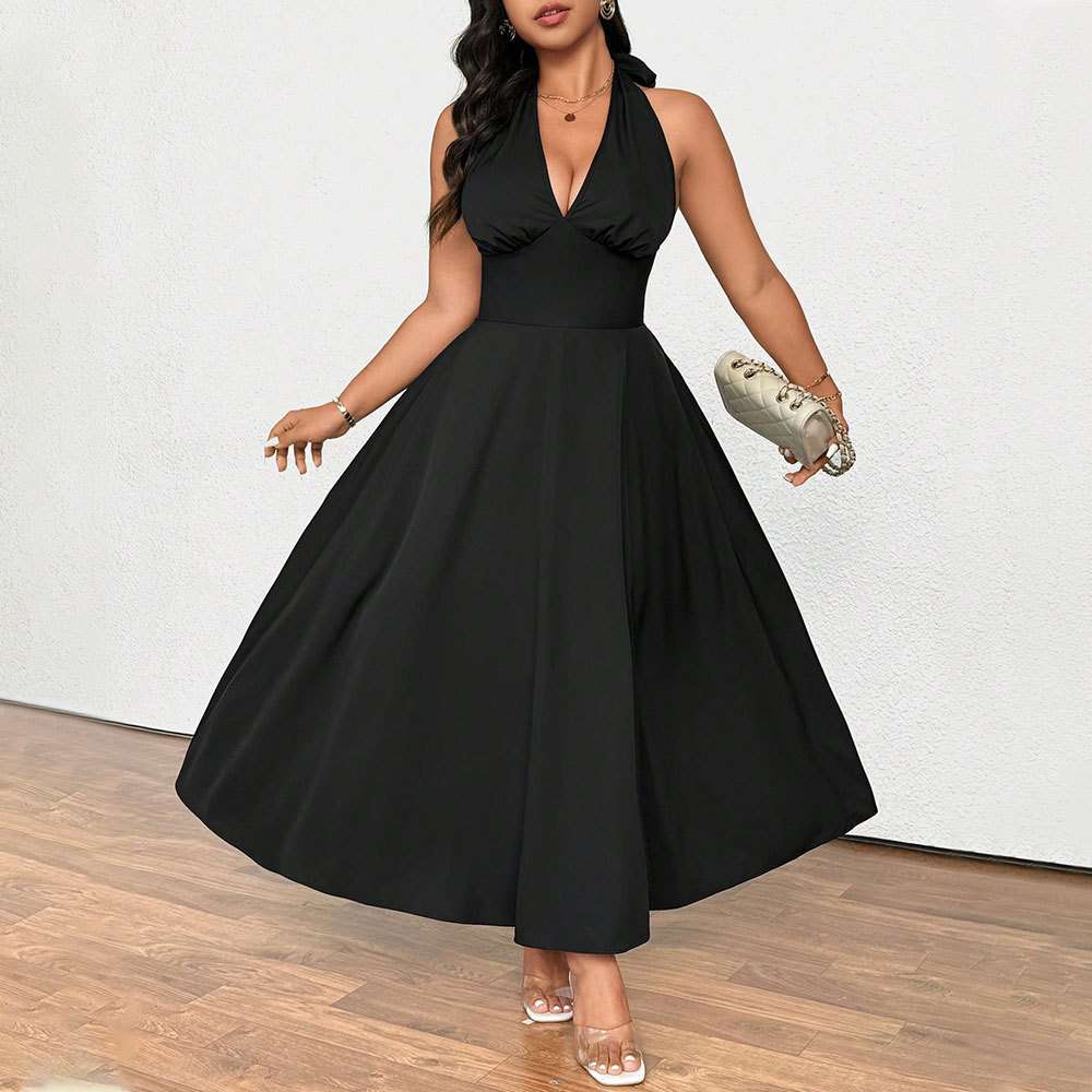 Plus Size Women's Clothing French Socialite Temperament V-neck Dress