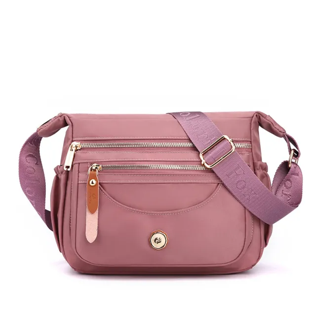 Multilayer One Shoulder Bag Large Capacity Waterproof Nylon Crossbody Bag Purple - Shop at LoveMi