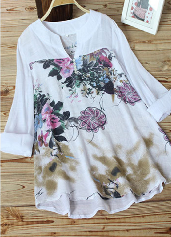 Women's Cotton Shirt (White-S)