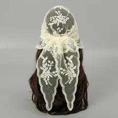 Embroidered Nylon Embroidered Decoration Shawl Scarf - 3 Beige - View 1