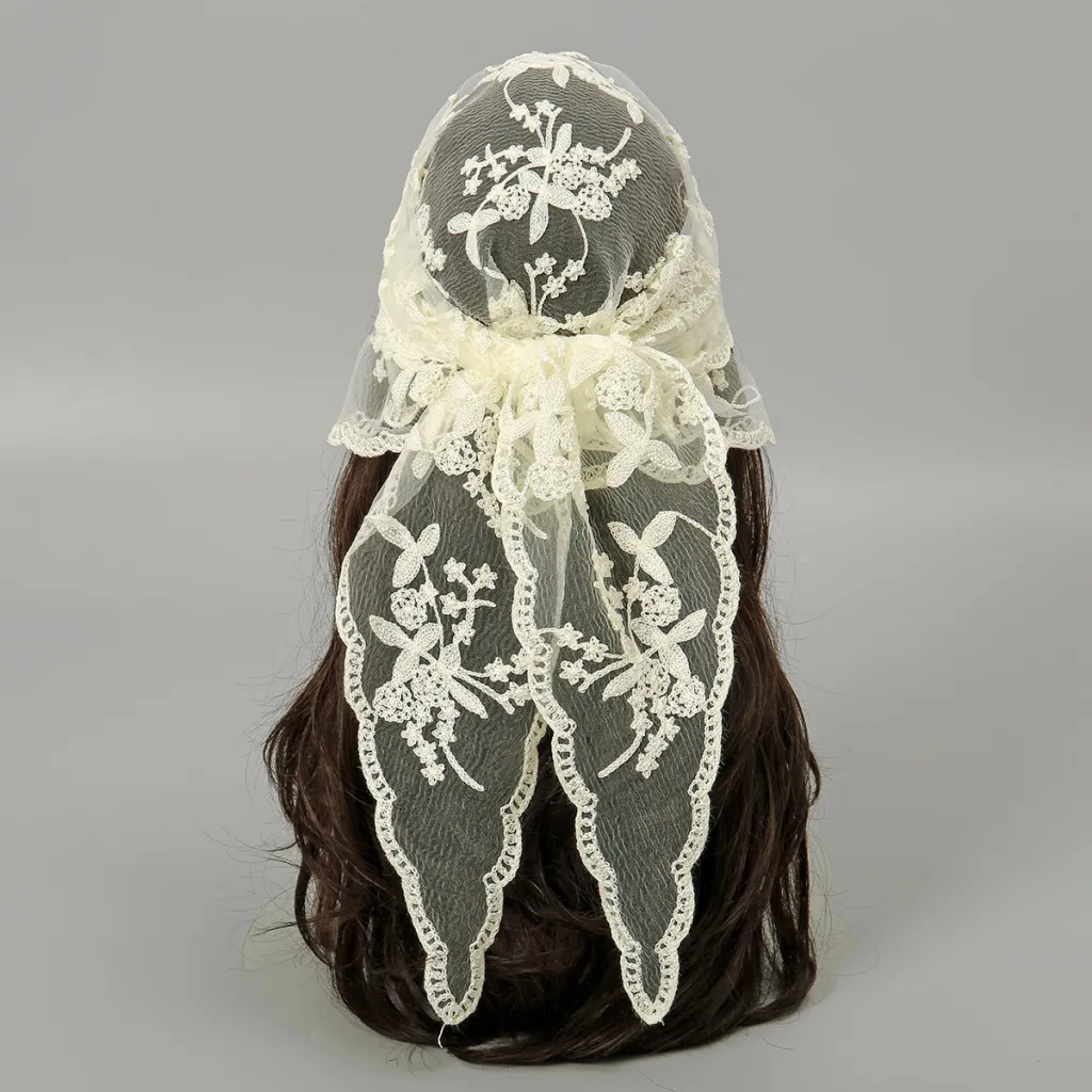 Embroidered Nylon Embroidered Decoration Shawl Scarf - 3 Beige