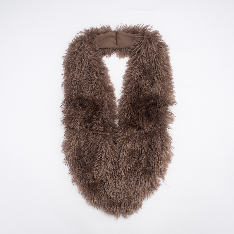 Fuzzy Collar Brown Patchwork Skirt Set for Autumn Winter Fuzzy Collar Brown Patchwork Skirt Set for Autumn Winter