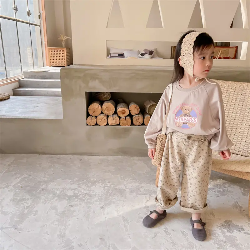 Autumn Washed Cotton Harem Pants Girls' Casual