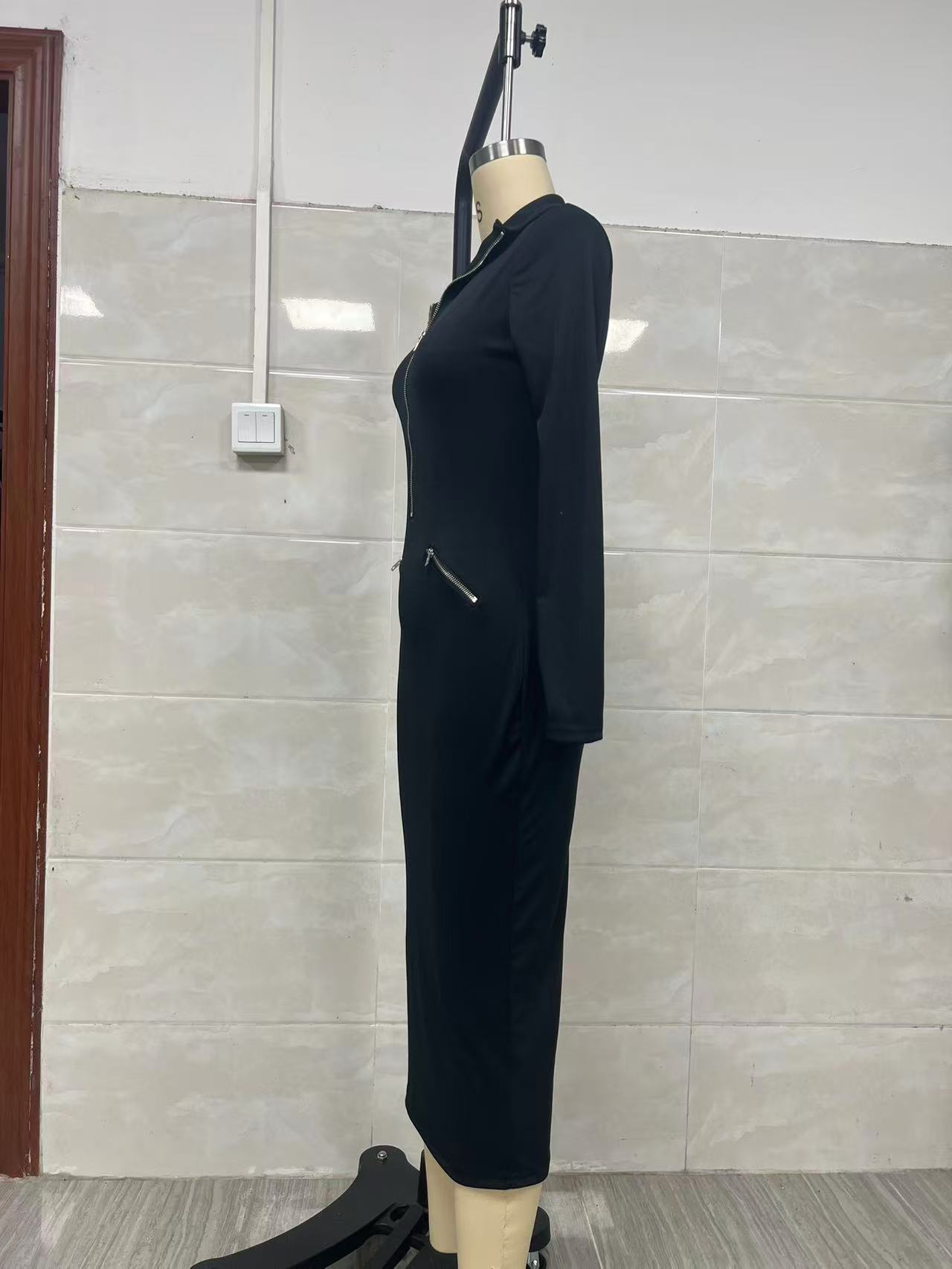 Women's Zip Front Bodycon Dress – Color Comparison Shot