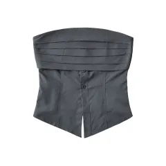 Summer New Women's Fashion Slim Vest - Gray - View 1