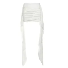 Women's Solid Color Slim Wrap Bustier Vest High Waist Skirt Set - Skirt - View 1